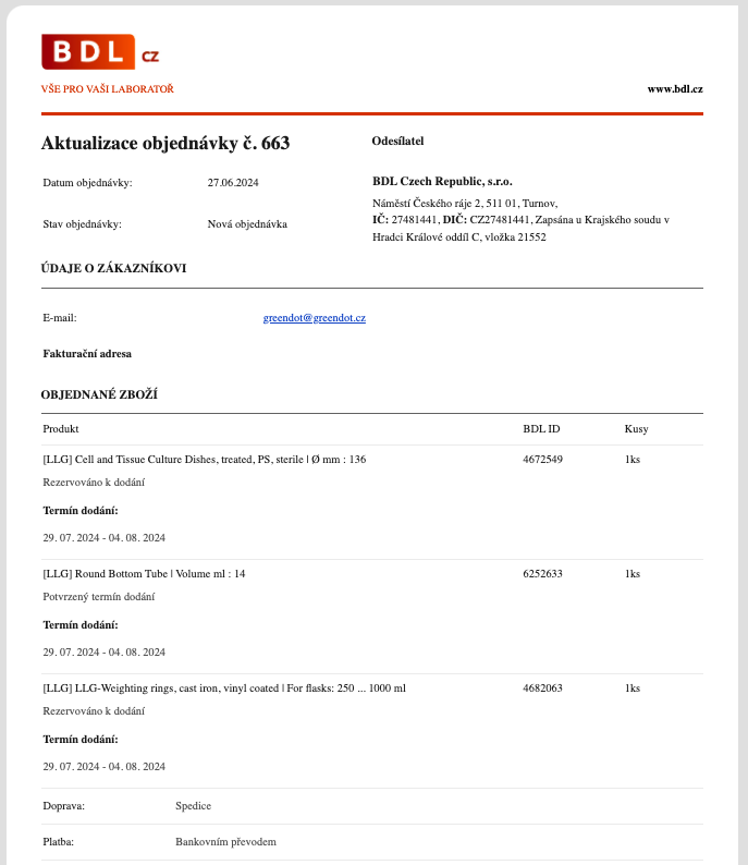 Informační email
